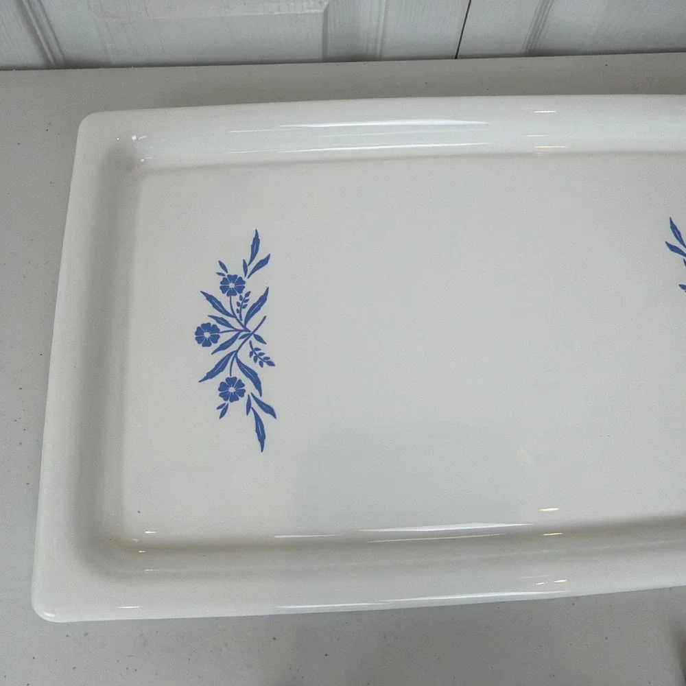Corning Ware Blue Cornflower Food Warming Tray Hot Plate Platter w Cord Tested